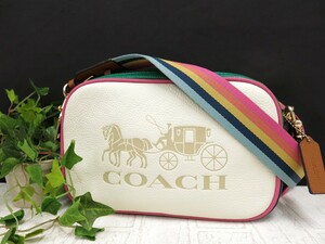 COACH コーチ◆F72704◆カーフ レザー 本革◆ショルダー バッグ◆マルチカラー G金具◆新品同様◆超美品◆ロゴ型押し◆斜め掛け◆N8629