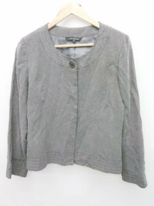 ◇ Laura Ashley ローラア シュレイ ノーカラー 無地 フロントボタン 長袖 ジャケット サイズ13 グレー系 レディース P