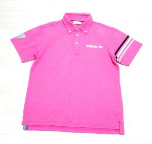 ☆adidas GOLF　☆アディダス　☆テーラーメイドゴルフ　☆ゴルフウエア　☆ボタンダウン　☆半袖ポロシャツ　☆ピンク　☆メンズ　☆L