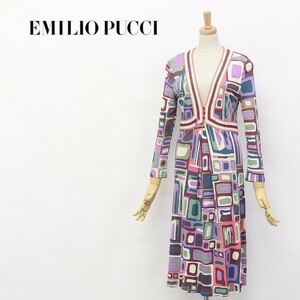 ◆EMILIO PUCCI/エミリオプッチ プッチ柄 総柄 プランジング ワンピース