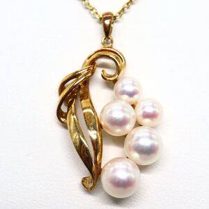 1円〜!!MIKIMOTO(ミキモト)《K14 アコヤ本真珠ネックレス》J 約5.2g 約39.5cm 約4.5-6.5mm珠 パール pearl necklace jewelry EB9/EC1 E117