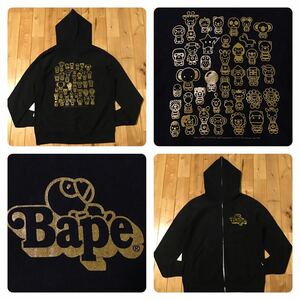 ゴールドラメ BABY MILO animal オールスター パーカー Mサイズ ブラック a bathing ape BAPE full zip hoodie エイプ ベイプ マイロ mw4