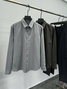 ブルネロクチネリ　BRUNELLO CUCINELLI メンズ　シャツ　ビジネス　長袖　刺繍ロゴ　M-XXL　サイズ選択可能　ブラック