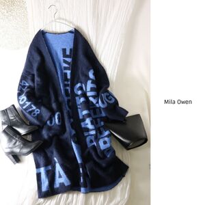 1.5万☆ミラオーウェン Mila Owen☆ウールブレンドロゴジャガードニットガウン☆Y-F 0284