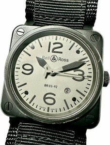 1円～ Bell&Ross ベルアンドロス BR03-92 アビエーション ミリタリー スクエア メンズ 自動巻き デイト 付属品 箱 説明書 工具 時計