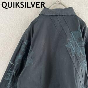 O3 QuickSilver ボタニカル柄シャツ花柄　刺繍　古着Mメンズゆったり