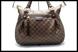 近年モデル希少中古■LOUIS VUITTON ダミエ イーヴォラMM レザー 2way ハンドバッグ ルイヴィトン■0613bd40885