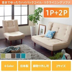 【0202】ハイバックコイルソファ[Lynette]ファブリック１P+2P(5