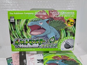 【箱説チラシ付き・良品◆GBA ポケットモンスター リーフグリーン ポケモン ワイヤレスアダプタ付き他にも出品中、※匿名・同梱可 】/U3