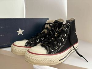 ABCマート購入 CONVERSE ALLSTAR 黒白赤24cm コンバース オールスター スニーカー ハイカット USED 古着