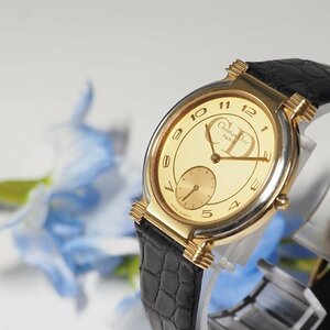 クリスチャンディオール DIOR スモールセコンド 革ベルト メンズ 腕時計 C684 中古