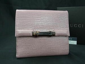 1円 ■美品■ GUCCI グッチ バンブー レザー 二つ折り 財布 ウォレット 小銭入れ 札入れ レディース ピンク系 AX7368