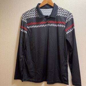 新品★ブラック★2色ボーダー柄★ポロシャツ★ゴルフウェア★ユニセックス★L