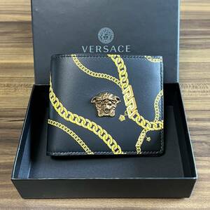 【新品】VERSACE ヴェルサーチ チェーン ラ メドゥーサ 財布 折りたたみ コンパクト ミニ財布 