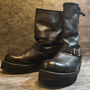 【ソールカスタム厚底】Made in USACAROLINA キャロライナ　ヴィンテージ　エンジニアブーツ　81/2E 26.5cm　80s 90s 黒　ブラック