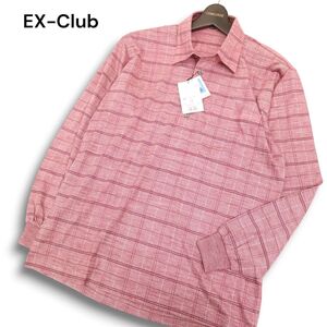 【新品 未使用】 EX-Club イーエクスクラブ レナウン 秋冬 ウール★ 長袖 チェック柄 ポロシャツ Sz.M メンズ 日本製　C4T11647_C#E