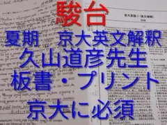 駿台の久山道彦先生の京大英文解釈夏期版　板書とプリントフルセット　鉄緑会　河合塾