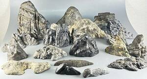 鑑賞石 水石 一点もの 置物 観賞用 稀少 奇石 天然石 自然石 美石 原石 オブジェ (旧家蔵出し)　 セット