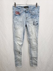 ◇ ⊂ REDPEPPERJEANS ×　ハローキティ スキニー デニム ジーンズ パンツ サイズ25 ライトブルー レディース P