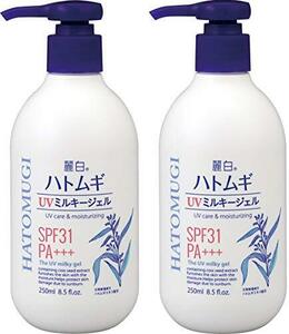 【まとめ買い】 麗白 ハトムギ UVミルキージェル 250ml×2個 日焼け止め 250ミリリットル (x 2)