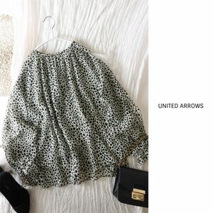 1.7万☆超美品☆ユナイテッドアローズ UNITED ARROWS☆洗える レオパード柄 ボリュームスリーブ ブラウス☆A-O 5737