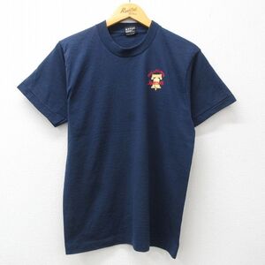 M/古着 フルーツオブザルーム 半袖 ビンテージ Tシャツ メンズ 90s フィラデルフィア マリオット クルーネック 濃紺 ネイビ