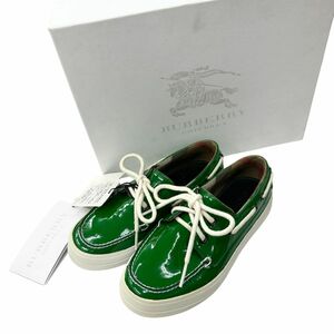 ◎【タグ付き未使用品】【訳アリ】BURBERRY CHILDREN　バーバリーチルドレン　キッズ　デッキシューズ　[19cm] グリーン 52623