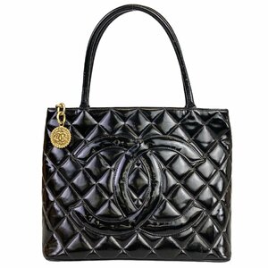 【1円～】シャネル CHANEL バッグ ハンドバッグ トートバッグ 復刻トート 4番台 ブラック エナメル ユニセックス ヴィンテージ