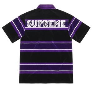 【新品】Supreme Stripe Velour Polo COLOR/STYLE：Black SIZE：Medium