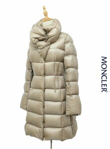 HGS-A274/MONCLER LAVEDAN GIUBBOTTO ダウンコート ジャケット アシンメトリー 変形 ロゴ ワッペン ラベダン 1 S ブラウンベージュ