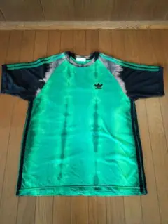 adidas ヴィンテージ ダメージ加工 リメイク 脱色 Tシャツ サイズL