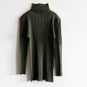 【美品】PLEATS PLEASE【ハイネック プリーツ カットソー】プリーツプリーズ イッセイミヤ ISSEY MIYAKE u2410111