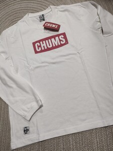 新品 未使用 CHUMS チャムス 長袖 Tシャツ М ロンT ホワイト 白 ロゴ