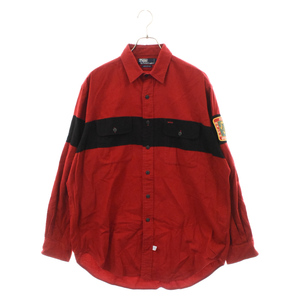 POLO RALPH LAUREN ポロラルフローレン 90s VINTAGE ヴィンテージ ラインワッペン長袖シャツ レッド