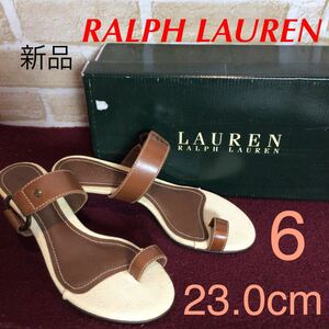 【売り切り!送料無料!】A-201 RALPH LAUREN!サンダル!ラルフローレン!6B 23.0cm位!ベージュ!ブラウン!おしゃれ!新品!