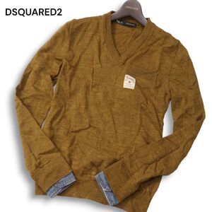 国内正規★ DSQUARED2 ディースクエアード 秋冬 袖デニム切替★ Vネック ウール ニット セーター Sz.XS　メンズ イタリア製　I4T02949_9#K