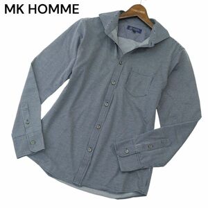 MK HOMME ミッシェルクラン オム 通年 ストライプ★ 長袖 スリム シャツ Sz.48　メンズ　A4T05933_5#C