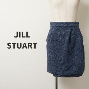 0132 JILL STUART ジルスチュアート ツイードスカート ブルー レディース F11-0150