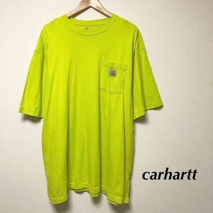 carhartt /ORIGINAL FIT /カーハート /メンズ2XL 半袖Tシャツ ポケットTシャツ トップス 蛍光色 ワーク アメカジ USA古着 大きいサイズ