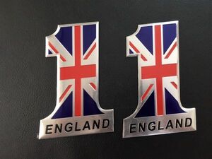 送料無料 2枚 イギリス 国旗 アルミ ステッカー MINI ミニ ジャガー ランドローバー ベントレー ロータス 車 バイク シール イングランド