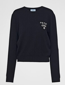 新作新品同 PRADA ロゴニット ウール×カシミヤ 長袖 38 ニット セーター プラダ