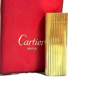 １円スタート Cartier カルティエ ライター ガスライター ローラー ゴールド オーバル 喫煙具 0124 箱付き