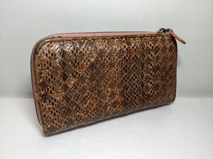 BOTTEGAVENETA ボッテガヴェネタ イントレチャート ラウンドファスナー 財布 ウォレット ラウンドジップ パイソン ガンメタル金具