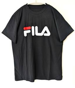 【新品】タグつき ☆FILA　フィラ　メッシュ半袖Tシャツ　ブラック　黒　メンズ　サイズM　吸水冷感　UVカット　保湿冷感　ビッグロゴ☆