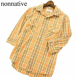 nonnative ノンネイティブ 春夏 7分袖 ワーク★ マドラス チェック シャツ Sz.1　メンズ 日本製　A2T08548_7#A