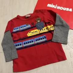 Miki House 電車プリント 長袖Tシャツ　プッチーくん　90