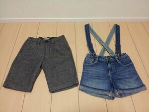 良品中古!! ★ GAP Kids サロペットと短パン 2点セット ★ ギャップキッズ ショートパンツ サイズ140 ★ 男子 女子 男女兼用