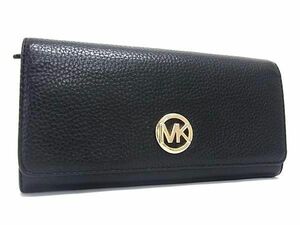 ■美品■ MICHAEL KORS マイケルコース レザー 二つ折り 長財布 ウォレット 札入れ 小銭入れ レディース ブラック系 DE7780