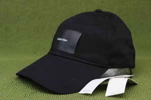 現品のみ新品並行正規 カルバンクライン CALVIN KLEIN キャップ 帽子 レザーパッチ ブラック 黒色系 管理No4E