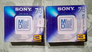 S 日本製 MD for WALKMAN ミニディスク SONY カラーコーディネート 74分 6枚セット（ 3枚入り×2PACK PEARL BLUE) 未開封